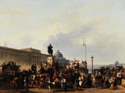 Masquerade on the Pont Neuf by Guillaume Frederic Ronmy