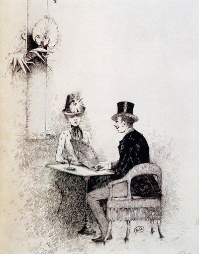 Couple in Parisian Café by Guillaume Georges Roger