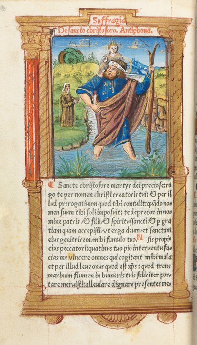 Printed Book of Hours (Use of Rome): St. Christopher (fol. 101v) by Guillaume Le Rouge