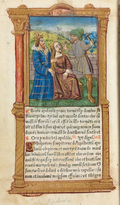 Printed Book of Hours (Use of Rome): fol. 111v, St. Apollonia by Guillaume Le Rouge