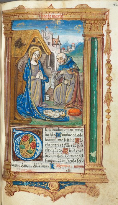 Printed Book of Hours (Use of Rome): fol. 34r, The Nativity by Guillaume Le Rouge