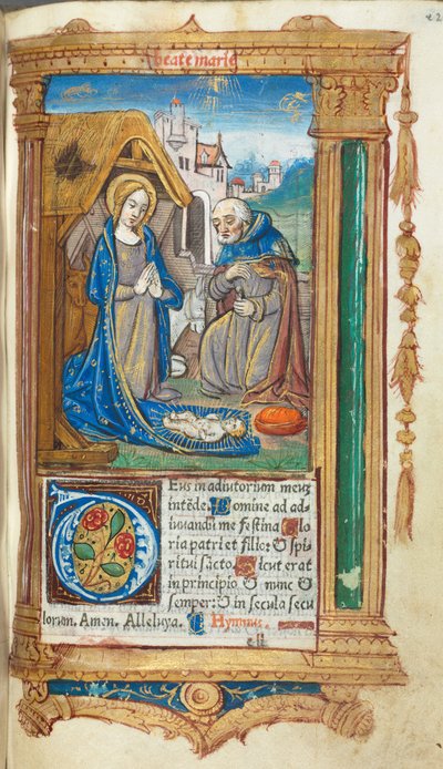Printed Book of Hours (Use of Rome): fol. 34r, The Nativity by Guillaume Le Rouge
