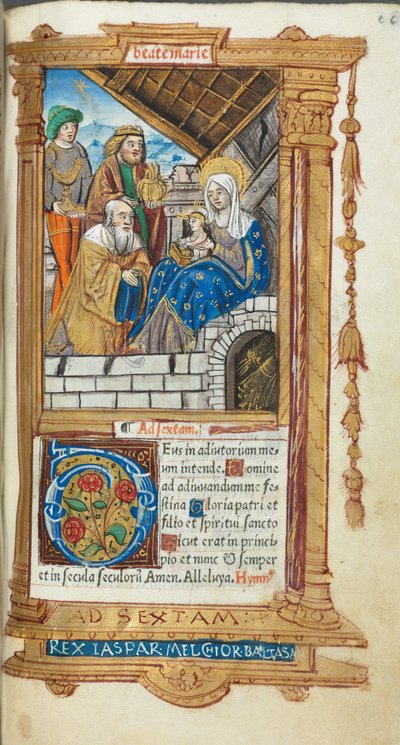 Printed Book of Hours (Use of Rome): fol. 38r, Adoration of the Magi by Guillaume Le Rouge