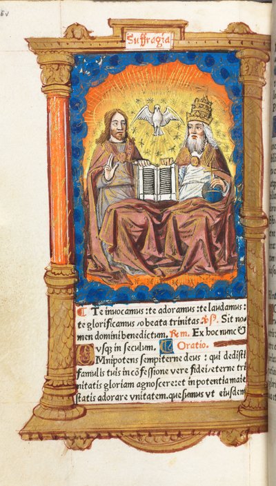 Printed Book of Hours (Use of Rome): Folio 94v, The Trinity by Guillaume Le Rouge