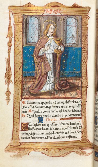 Printed Book of Hours (Use of Rome): St. John the Evangelist by Guillaume Le Rouge