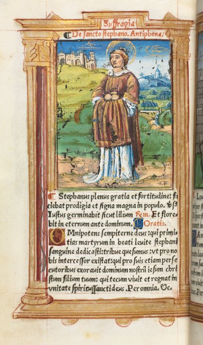 Printed Book of Hours Use of Rome: fol. 100v, St. Stephen by Guillaume Le Rouge