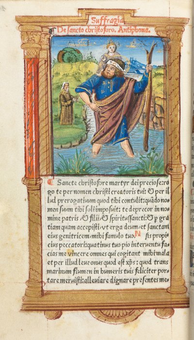 Printed Book of Hours Use of Rome: St. Christopher by Guillaume Le Rouge