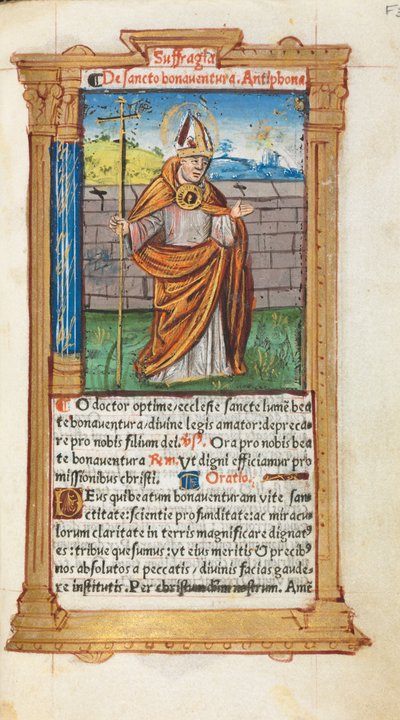 Printed Book of Hours Use of Rome: fol. 107r, St. Bonaventura by Guillaume Le Rouge