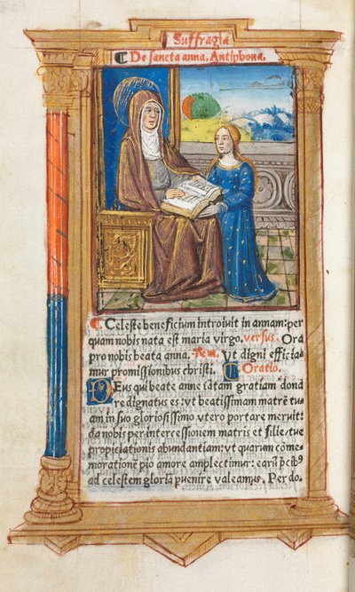 Printed Book of Hours Use of Rome: fol. 108v, St. Anne and the Virgin Mary by Guillaume Le Rouge