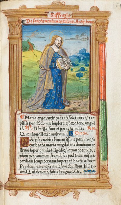 Printed Book of Hours Use of Rome: fol. 109r, Mary Magdalene, 1510 by Guillaume Le Rouge