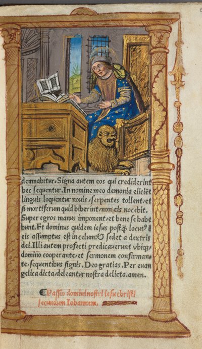 Printed Book of Hours Use of Rome: fol. 20r, St. Mark, 1510 by Guillaume Le Rouge