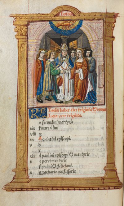 Printed Book of Hours Use of Rome: June calendar illustration by Guillaume Le Rouge