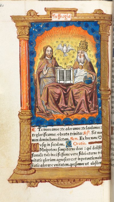 Printed Book of Hours Use of Rome: fol. 94v, The Trinity, 1510 by Guillaume Le Rouge