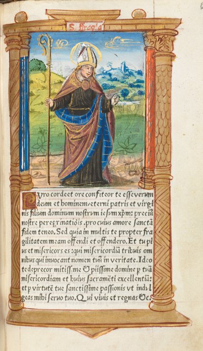 Printed Book of Hours Use of Rome: fol. 96r, St. Augustine, 1510 by Guillaume Le Rouge