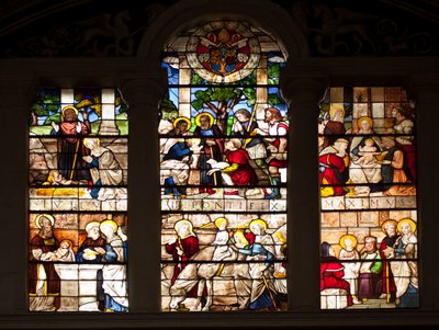 Episode of the Life of Jesus (Stained Glass by William of Marcillat, 1509, Choir of the Basilica Santa Maria del Popolo, Rome) by Guillaume de  Marcillat
