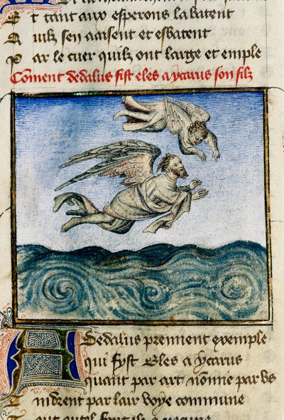 Icarus and Daedalus, Miniature by Guillaume Lorris from the Manuscript 