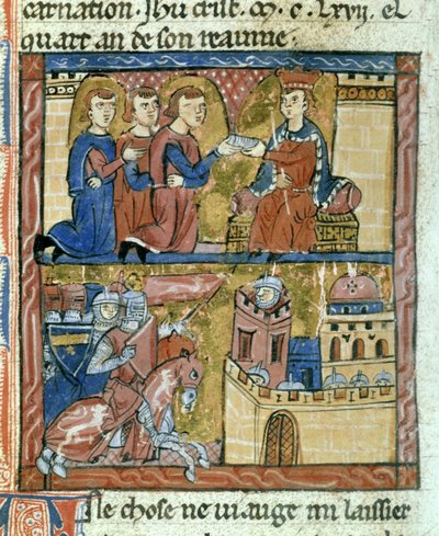 Messengers Bringing a Letter from the Emperor Manuel I Comnenus to Amaury I of Jerusalem - Crusaders Besieging Bilbeis by Guillaume de Tyr