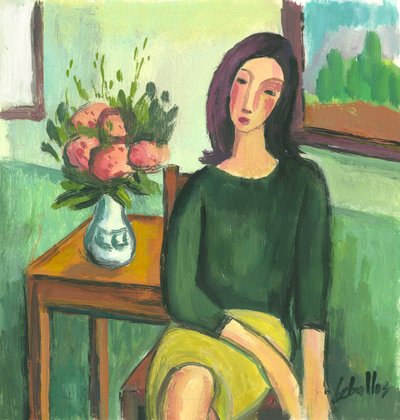 Girl with Hydrangeas by Guillermo Martí Ceballos