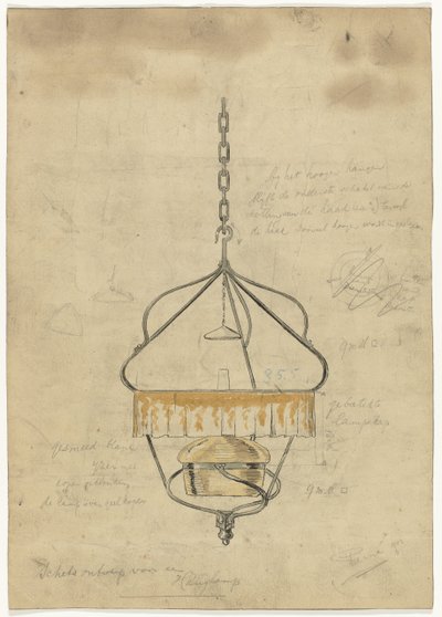 Design for a Hanging Lamp by Gust van de Wall Perné (signed by artist)