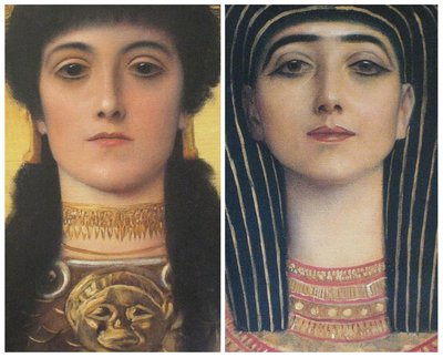 Ancient Greece and Ancient Egypt, Detail of Heads of Athena and Isis by Gustav Klimt