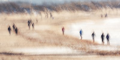 Blurred Beach Walkers by Gustav Davidsson