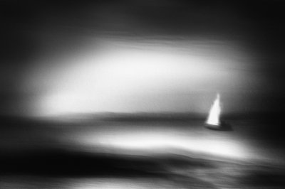 Lone Sailboat Serene Sea by Gustav Davidsson