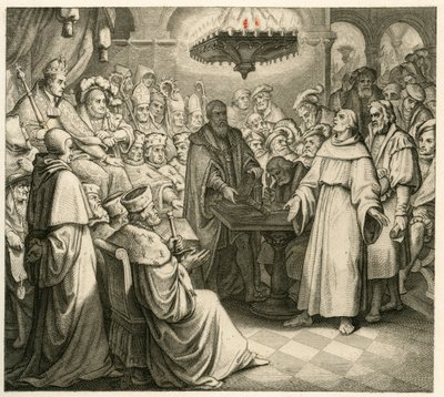 Martin Luther in front of Emperor Charles, with his brother Ferdinand beside him by Gustav Ferdinand Leopold Konig