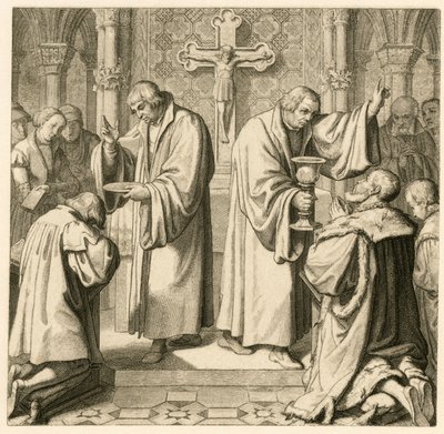 The Communion, Luther Gives to the Elector Johann Friedrich by Gustav Ferdinand Leopold Konig