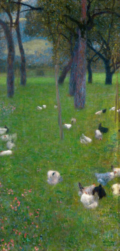 After the Rain Garden with Chickens in St. Agatha, 1898 by Gustav Klimt