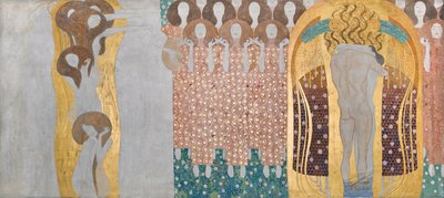 Beethoven Frieze: The Arts, Paradise Choir and Embrace - Panel 8, Right Long Wall by Gustav Klimt