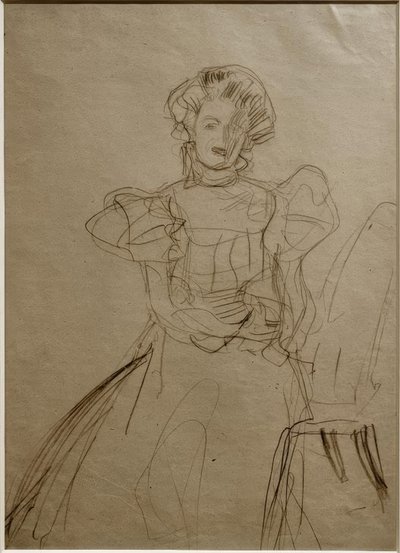 Portrait of Sonja Knips – Sitting in a Chair from the Front by Gustav Klimt