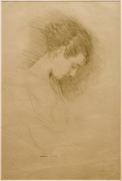 Bust of a Girl with Head Bowed to the Right by Gustav Klimt