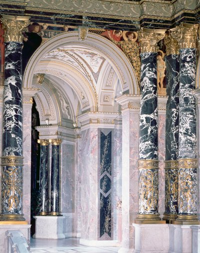 Interior of the Kunsthistorisches Museum in Vienna, detail depicting archway and the spandrel decoration of figures depicting the Italian Renaissance, 1890-91 by Gustav Klimt