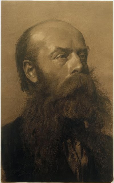 Head of a Bearded Man in Three-Quarter Profile to the Right by Gustav Klimt