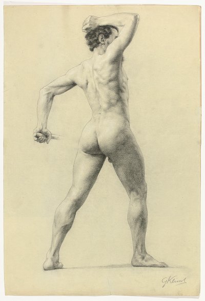 Male Nude from Back, c.1880 by Gustav Klimt