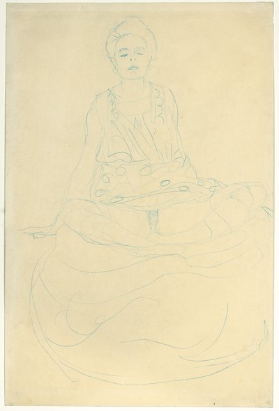 Seated Half-length Nude from the Front by Gustav Klimt