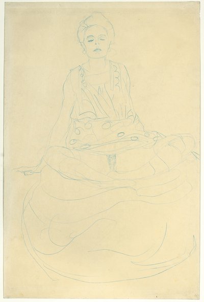 Seated Half-Nude from the Front by Gustav Klimt