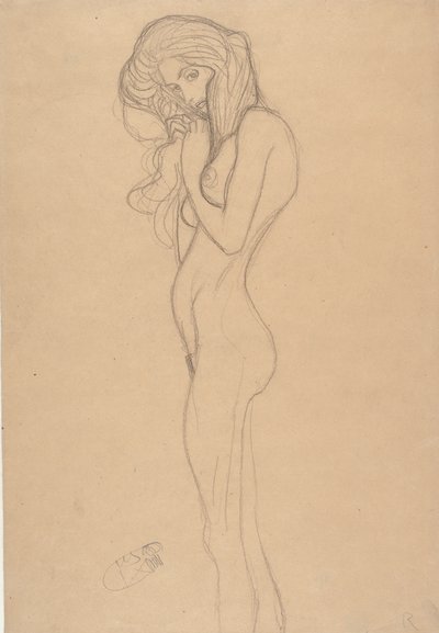 Standing Female Nude Study for The Beethoven Frieze by Gustav Klimt