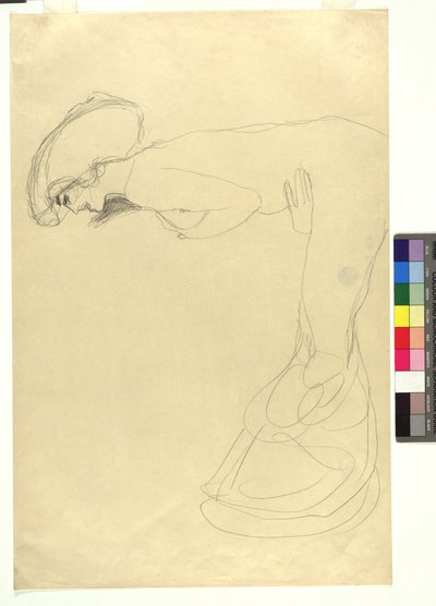 Study for a Forward-Bending Female Figure in Left Profile by Gustav Klimt