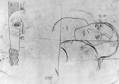 Studies for Ver Sacrum - Pallas Athene and a Tragic Head by Gustav Klimt