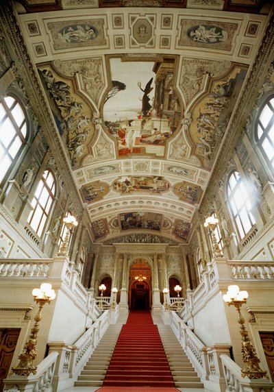 Vienna Burgtheatre, Staircase (Left): Theatre in Taormina by Gustav Klimt