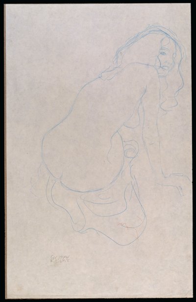 Woman Leaning to the Right with Long Hair, c.1910-11 by Gustav Klimt