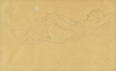 Woman Lying on Her Back, Partly Dressed by Gustav Klimt