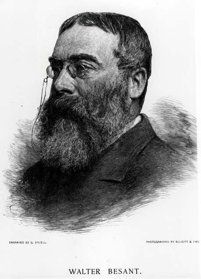 Sir Walter Besant (1836-1901) engraved by Gustav Kruell (1843-1907) from a photograph by Elliot & Fry by Gustav Kruell