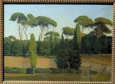 In the Gardens of Villa Borghese. Painting by Gustaf Wilhem Palm by Gustav Palm
