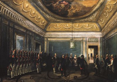 Changing of the Preobrazhensky Regiment Guards in the Gatchina Palace at the time of Paul I by Gustav Schwarz