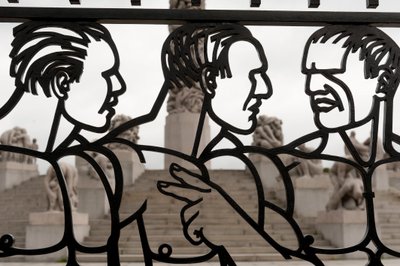 Wrought iron gates of naked men sculpture in Frogner Park, Oslo, Norway by Gustav Vigeland
