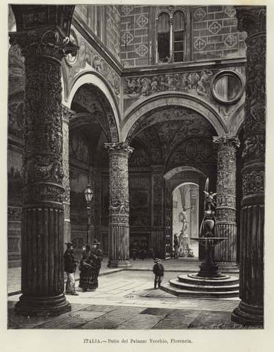 Italy - Courtyard of Palazzo Vecchio, Florence by Gustave Bauernfeind