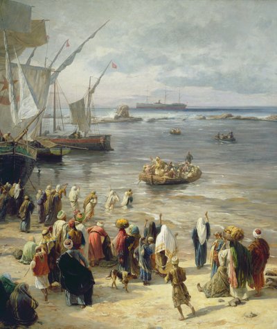 Jaffa, Recruiting of Turkish Soldiers in Palestine (detail) by Gustave Bauernfeind