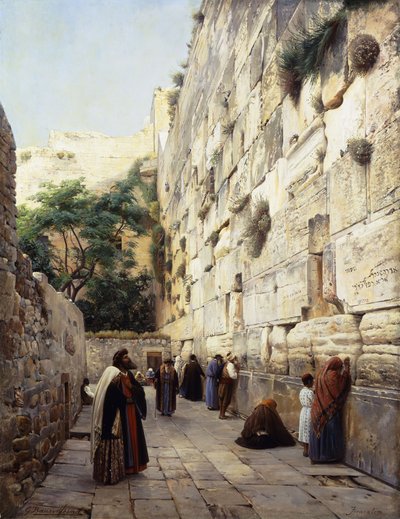 Praying at the Western Wall, Jerusalem by Gustave Bauernfeind